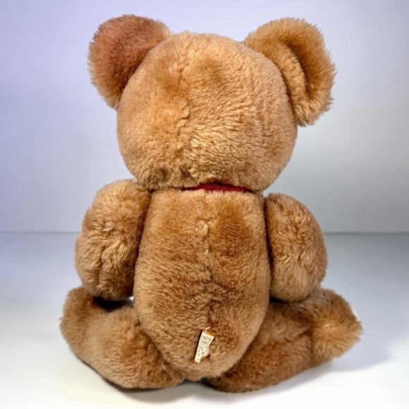 Vintage 1968 R Dakin Jointed Brown Plush Teddy Bear Stuffed Animal Red Bow 12" - Picture 5 of 11